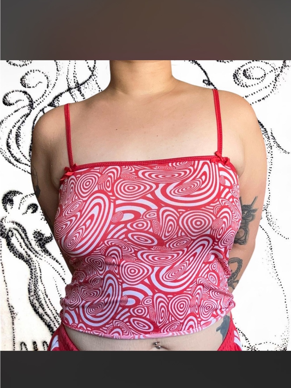 vintage swirly psychedelic y2k strappy cami
